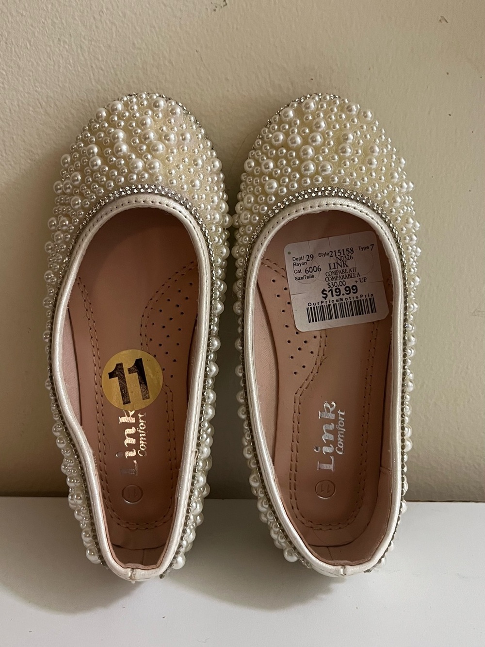 New-Link Comfort Pearl Embellished Flats Size 11